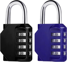 2er-Pack Vorhängeschloss Zahlenschloss Zinklegierung Schwarz Blau