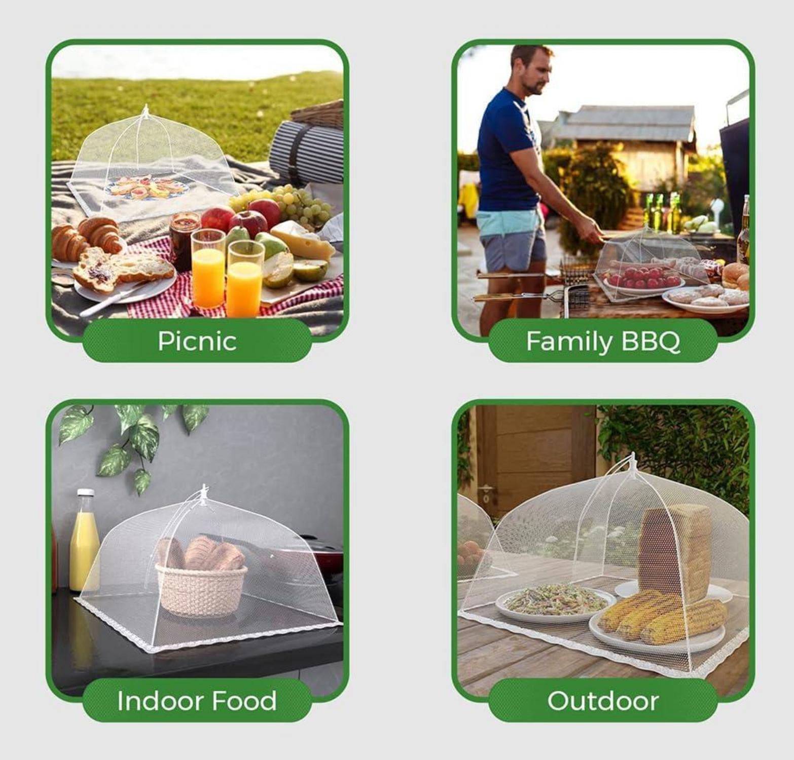 Mesh-Material Fliegenhauben Set, Faltbare Abdeckhauben für Essen & BBQ