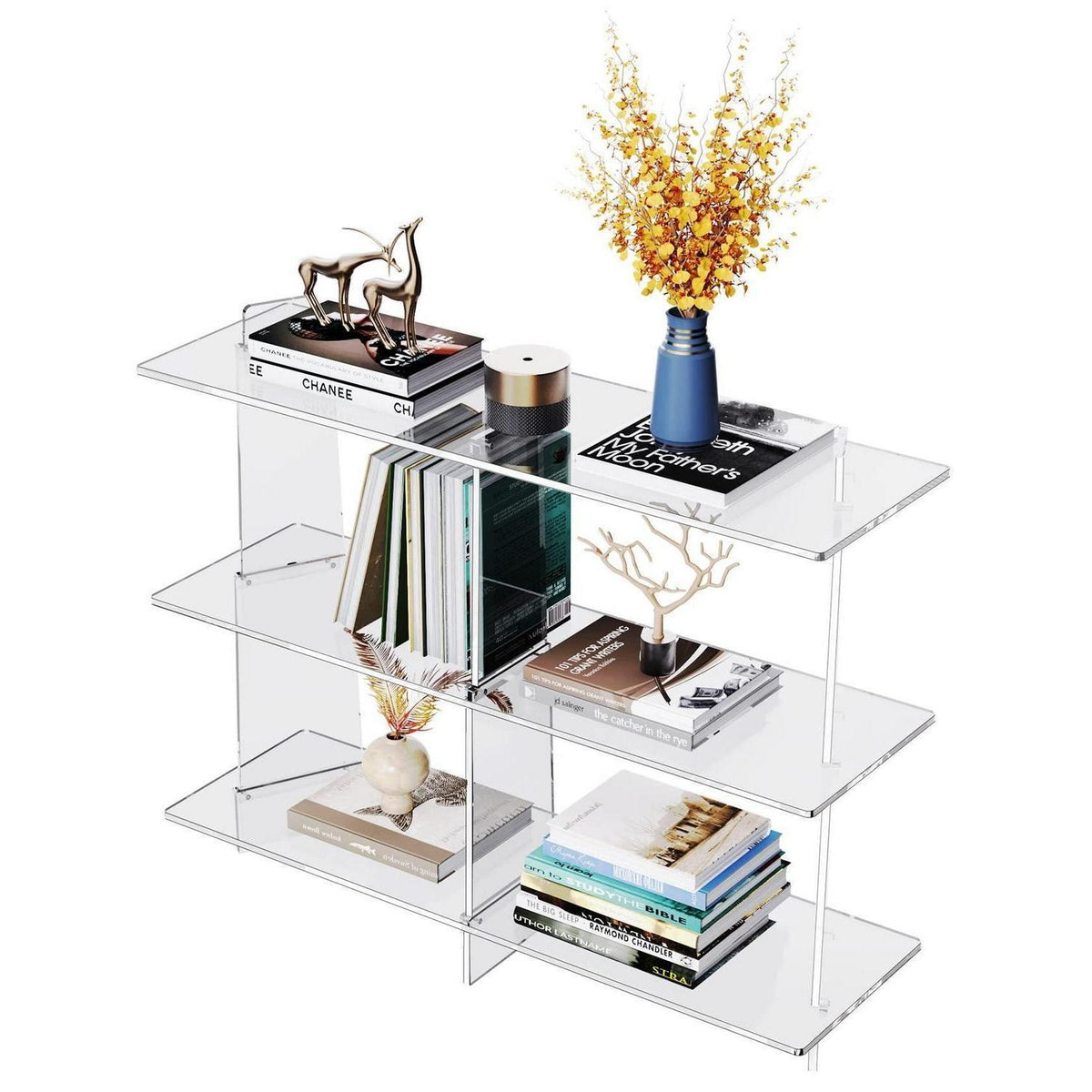 Acryl Konsolentisch mit 3 Etagen – Modernes Bücherregal 100x30x80cm