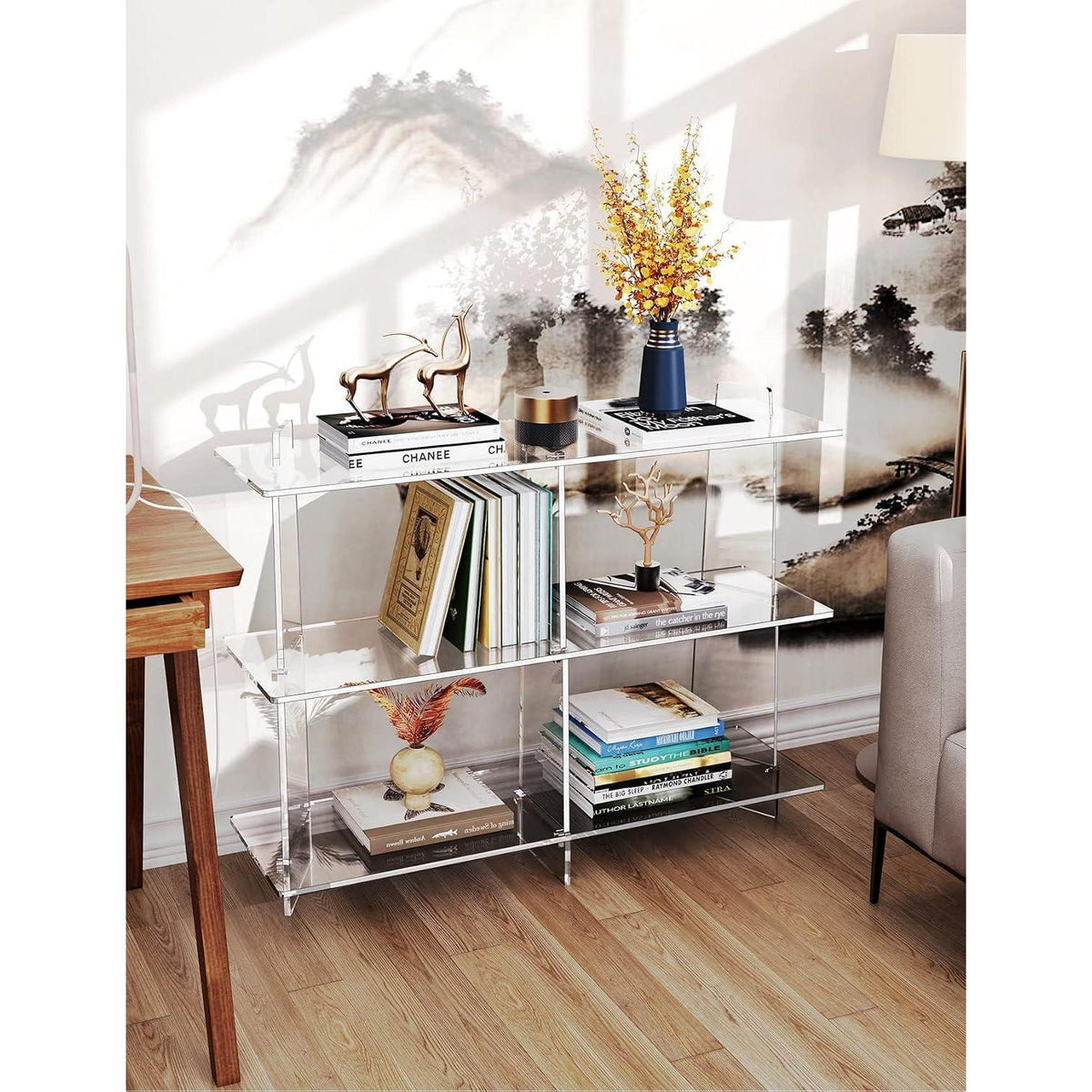 Acryl Konsolentisch mit 3 Etagen – Modernes Bücherregal 100x30x80cm