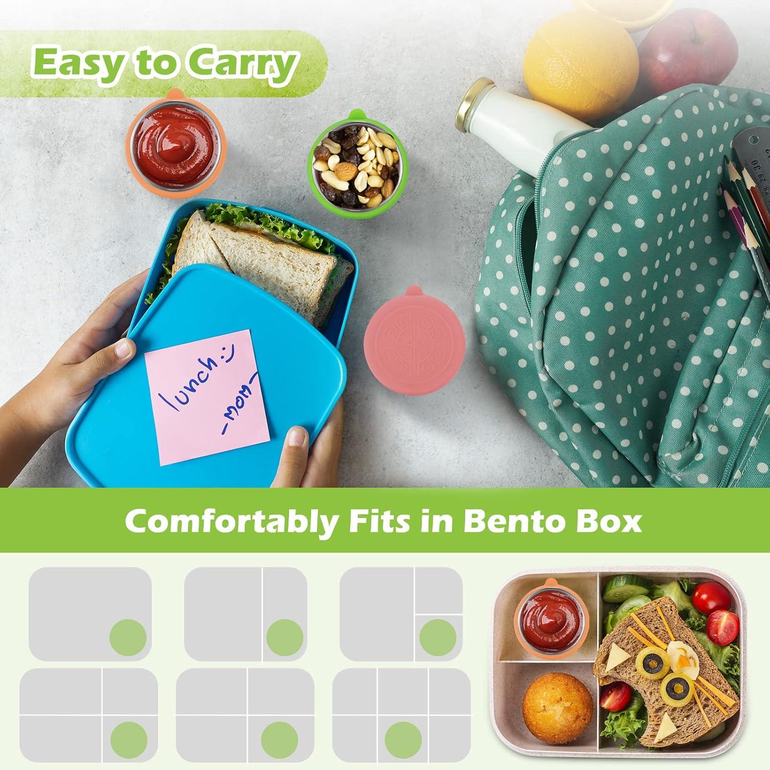 4er Set Dressing Behälter 50ml auslaufsicher Bento Box Zubehör Edelstahl Saucenbehälter
