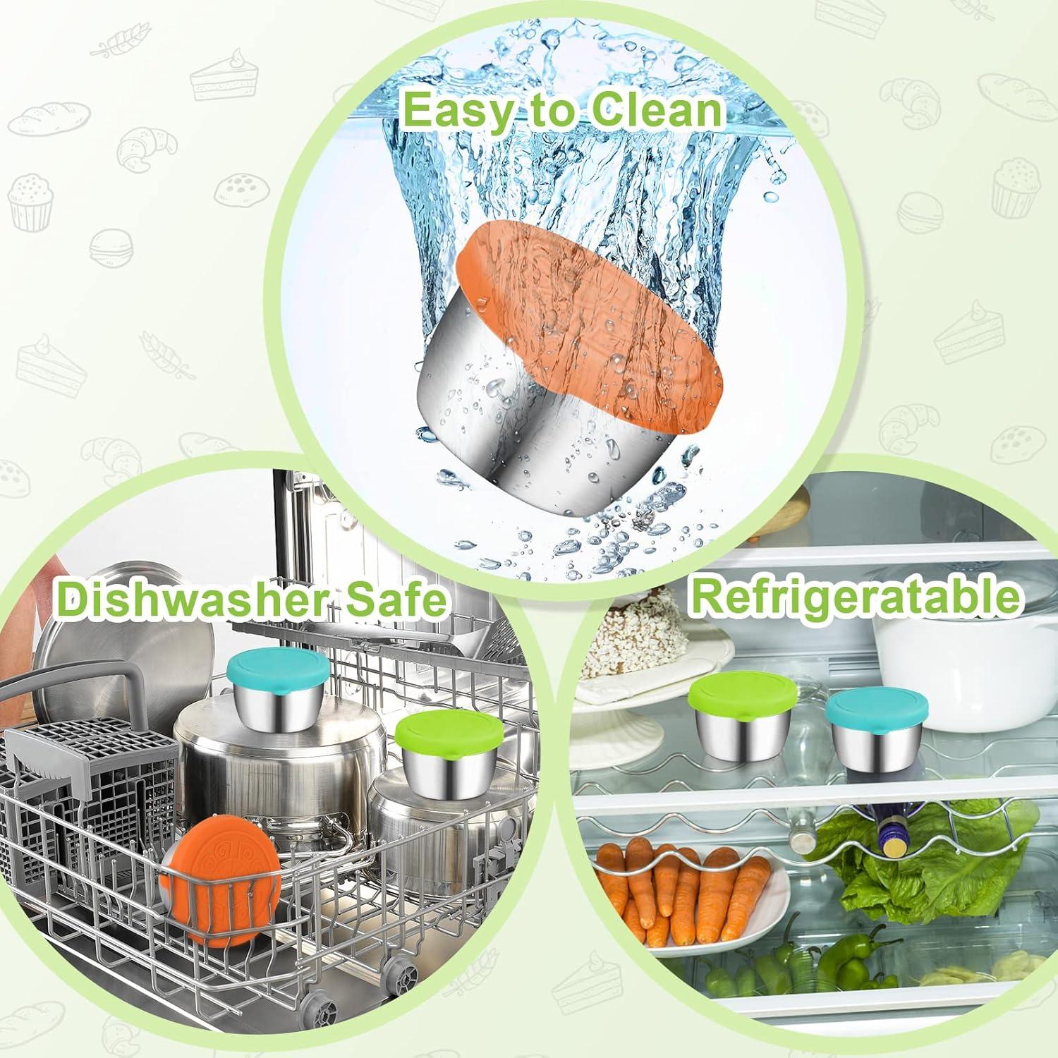 4 Stück Dressing Behälter 50ml Silikon Deckel Edelstahl BPA-frei