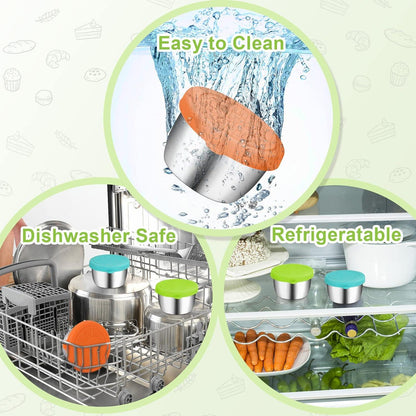 4 Stück Dressing Behälter 50ml Silikon Deckel Edelstahl BPA-frei