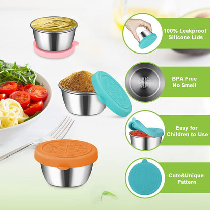 Dressing Behälter 4 Stück 50ml Edelstahl Silikon Deckel BPA-frei