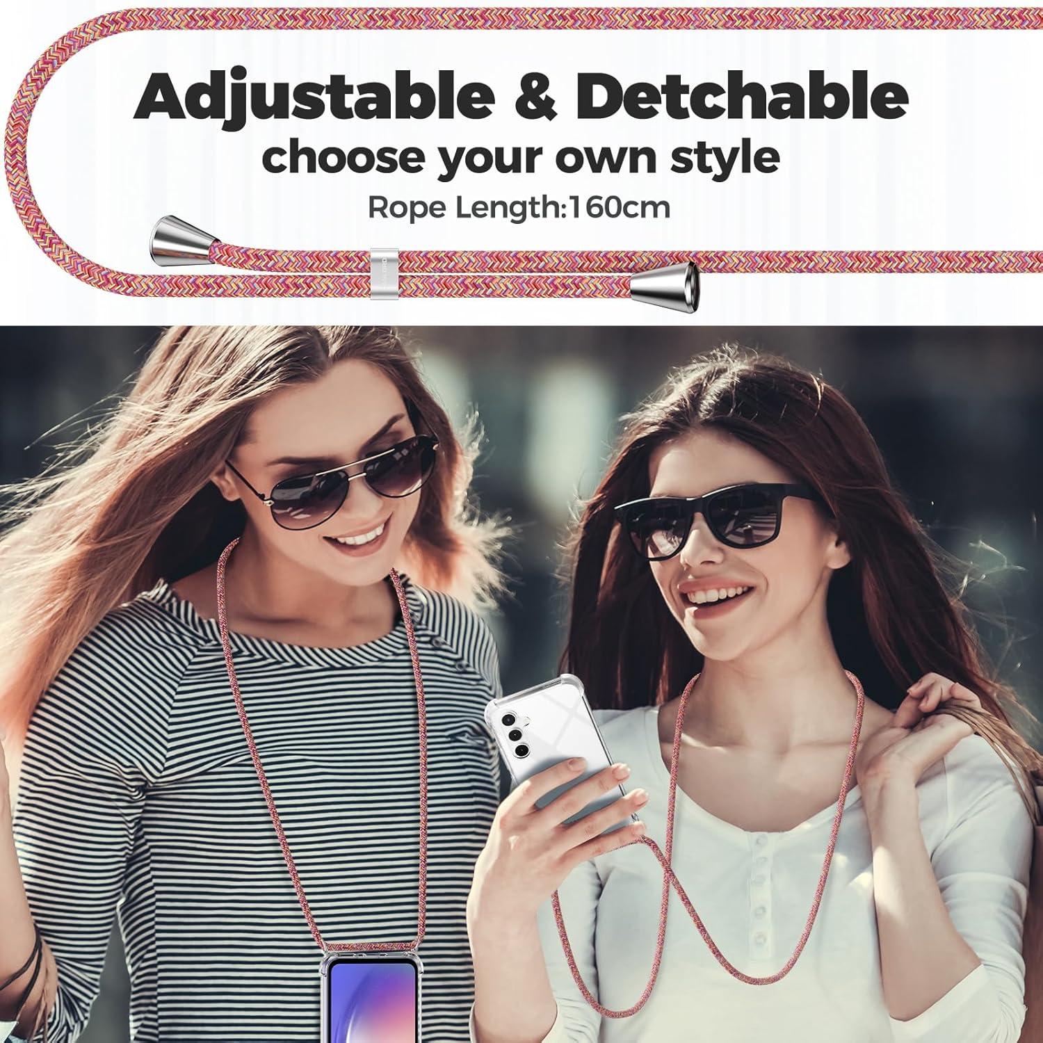 Handykette Samsung Galaxy A54 5G Hülle Band Stoßfest Rot Rainbow