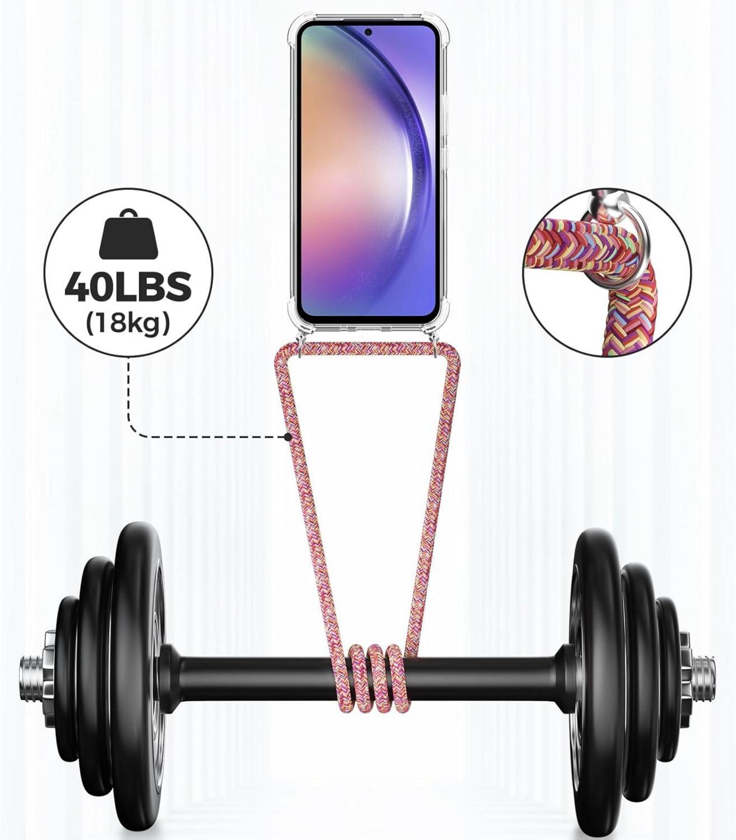 Samsung Galaxy A54 5G Hülle Handykette Necklace - Rot Rainbow