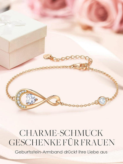 Infinity Armband Damen 925er Silber Rosegold Herzen Muttertag Valentinstag - Geschenk für Frauen