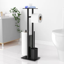 Toilettenpapierhalter Edelstahl mit Klobürste und Glasregal