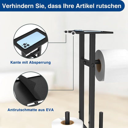 Toilettenpapierhalter Edelstahl mit Klobürste und Glasregal