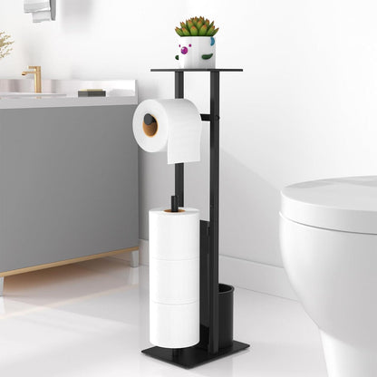 Toilettenpapierhalter Edelstahl Stehend Klobürste Feuchttücherbox-Glasregal