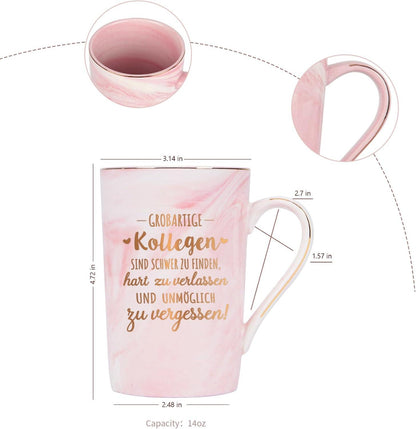 Abschiedsgeschenk Kaffeetasse für Kollegin 400ml mit Spruch & Geschenkbox