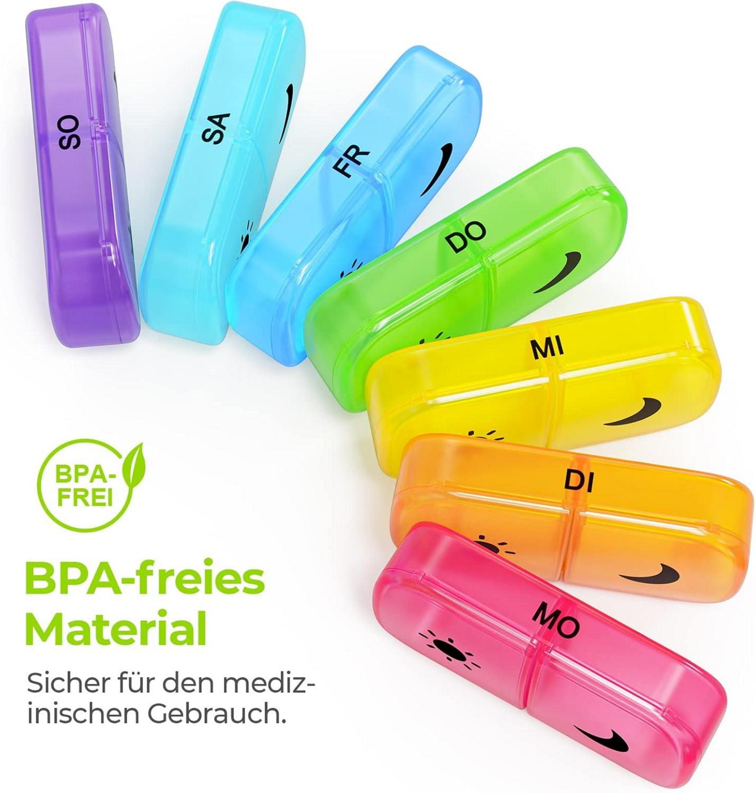 AUVON Tablettenbox 7 Tage 2 Fächer handlich feuchtigkeitsbeständig