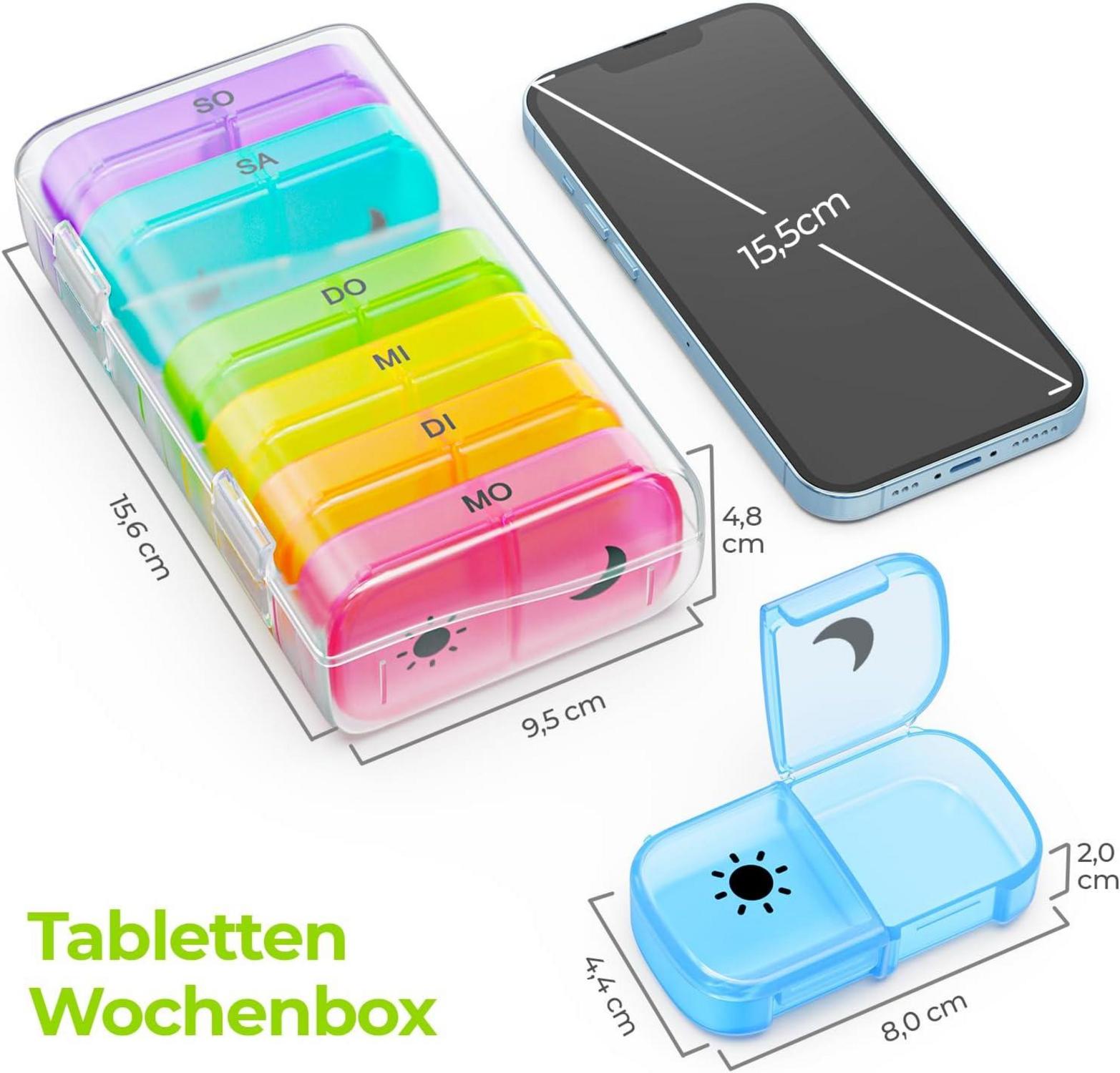 AUVON Tablettenbox 7 Tage 2 Fächer handlich feuchtigkeitsbeständig