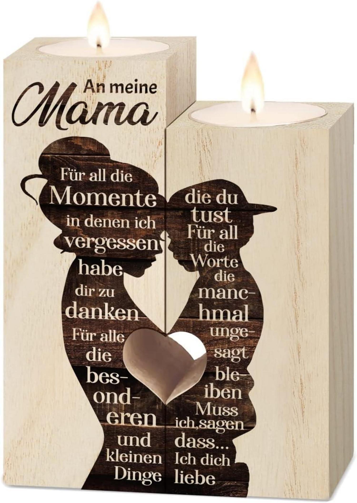Herz Kerzenhalter Geschenk Mama personalisiert Gravur