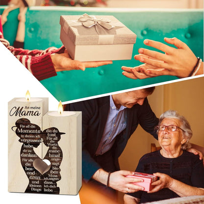 Herz Kerzenständer Mama Geburtstag Muttertagsgeschenk Holz Gravur