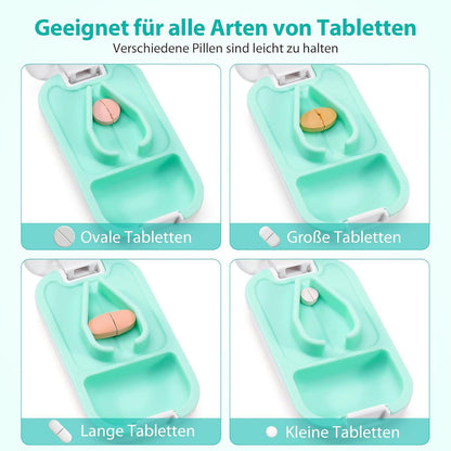 Tablettenteiler für kleine und große Tabletten mit Stauraum