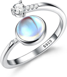 925 Silber Mondstein Ring 18 Karat Vergoldet Verstellbarer Offener