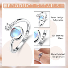 Adramata Mondstein Ring Damen 925 Silber Verstellbar