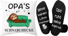 Opa Geschenk Set Socken & Kissenbezug Faultier Thema