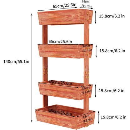 Vertikalbeet Tannenholz Hochbeet 4 Etagen Kräuter Gemüse