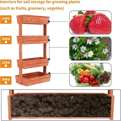 Vertikalbeet Tannenholz Hochbeet 4 Etagen Kräuter Gemüse
