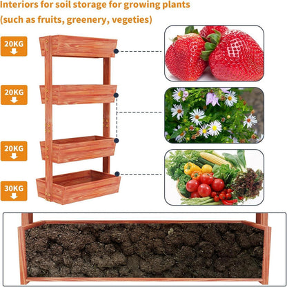 Vertikalbeet Hochbeet Tannenholz 4 Etagen Pflanzkübel Gemüse Kräuter