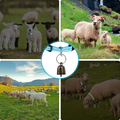 5er Pack Reflektierende Ziegen Halsbänder mit Glocken und Nylon Schaf Kuh Weide