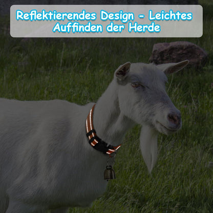 5er Pack Reflektierende Ziegen Halsbänder mit Glocken und Nylon Schaf Kuh Weide