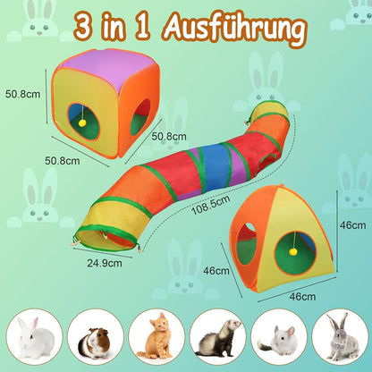 Mfsdai 3 in 1 Katzentunnel Outdoor Interaktives Spieltunnel