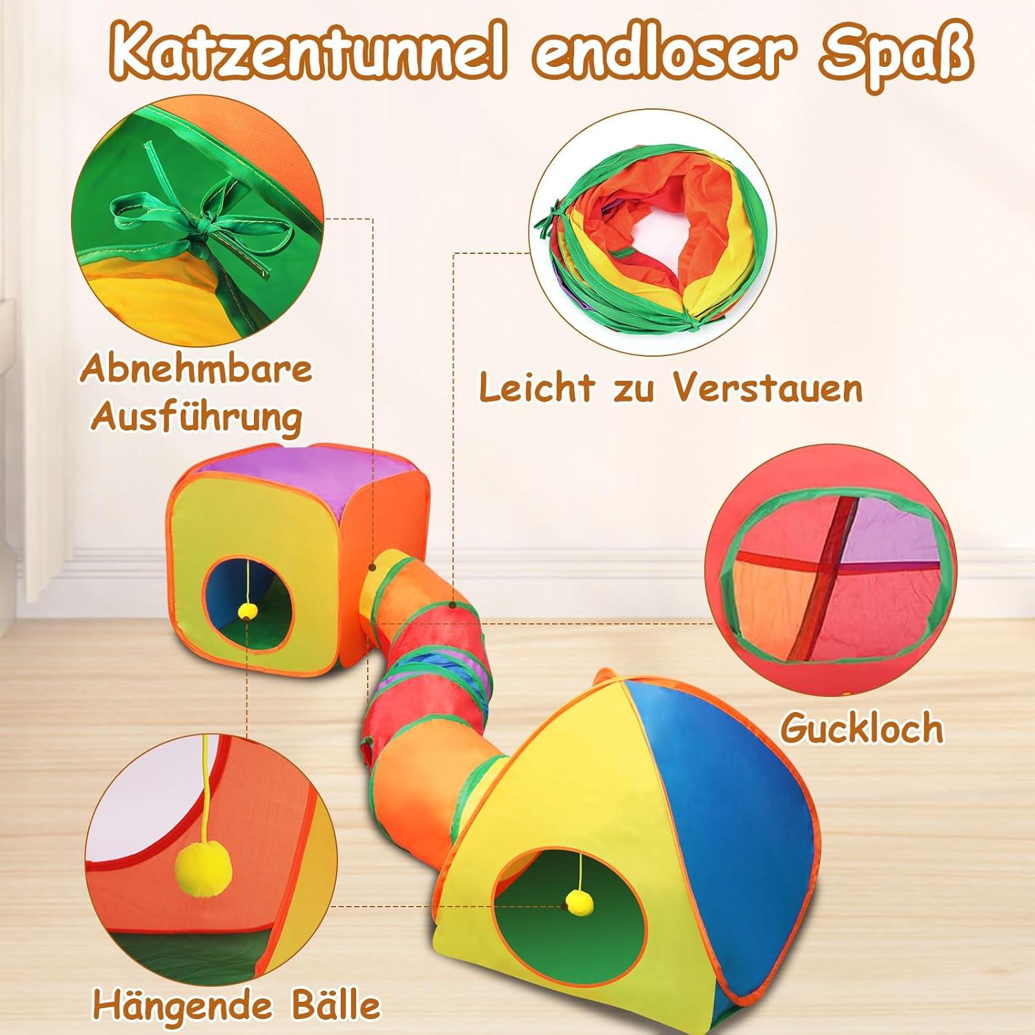 Mfsdai 3in1 Katzentunnel Outdoor Interaktives Katzenspielzeug