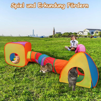 Katzentunnel Outdoor 3-in-1 Interaktives Katzenspielzeug - Faltbar & Transportabel
