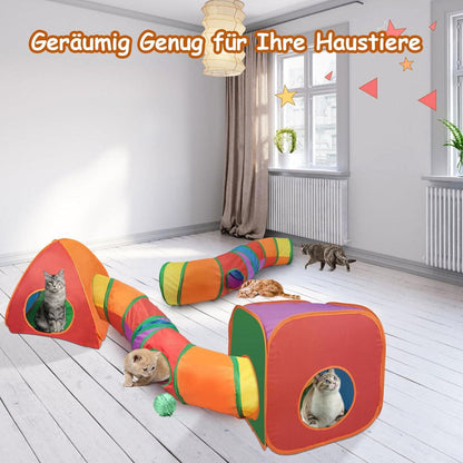 Katzentunnel 3-in-1 Outdoor Interaktives Katzenspielzeug Kaninchen Rascheltunnel