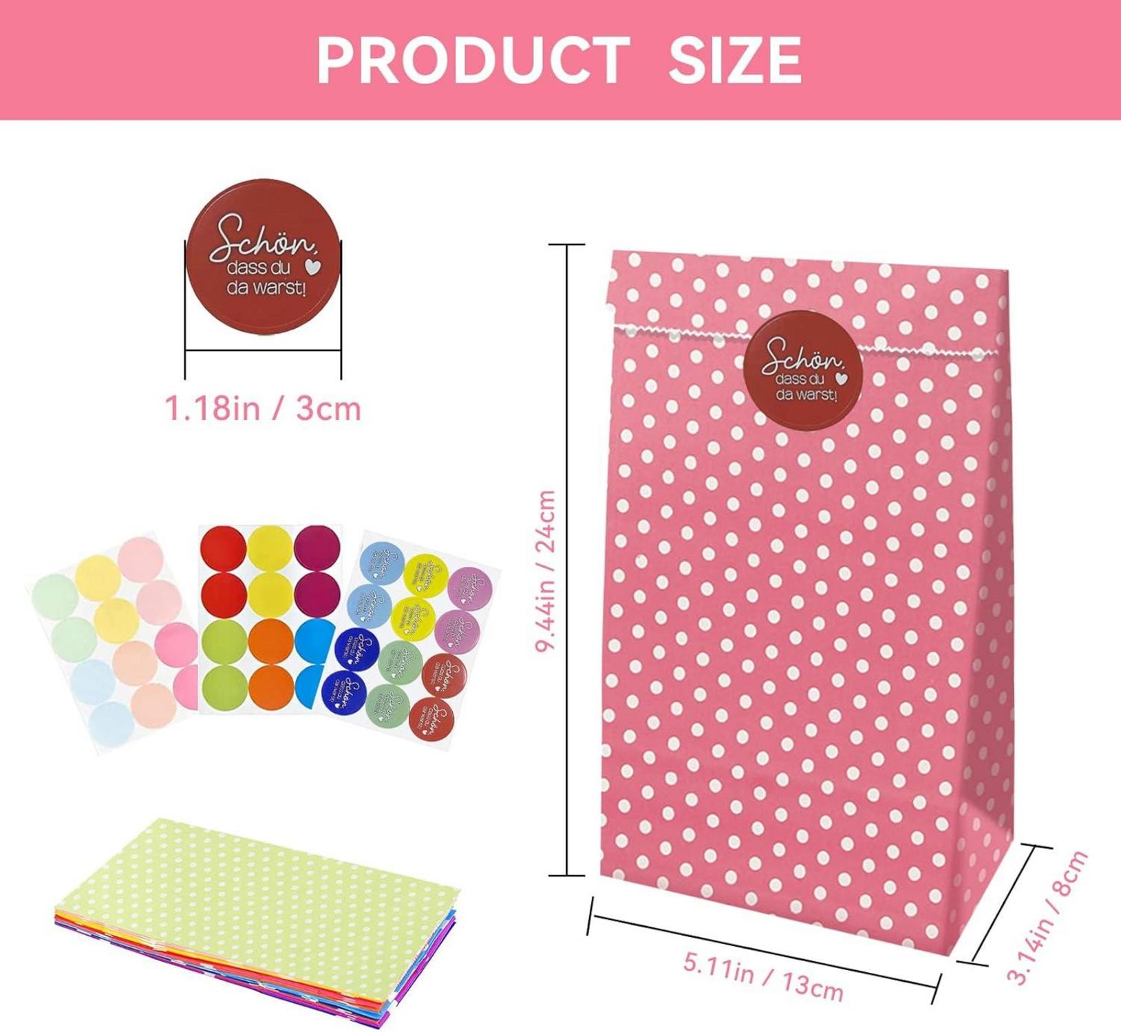 20 Stück Bunte Geschenktüten | Aufkleber inklusive | Kraftpapier Tüten