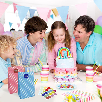 20 Papiertüten Bunte Geschenktüten mit 36 Aufkleber Kindergeburtstag