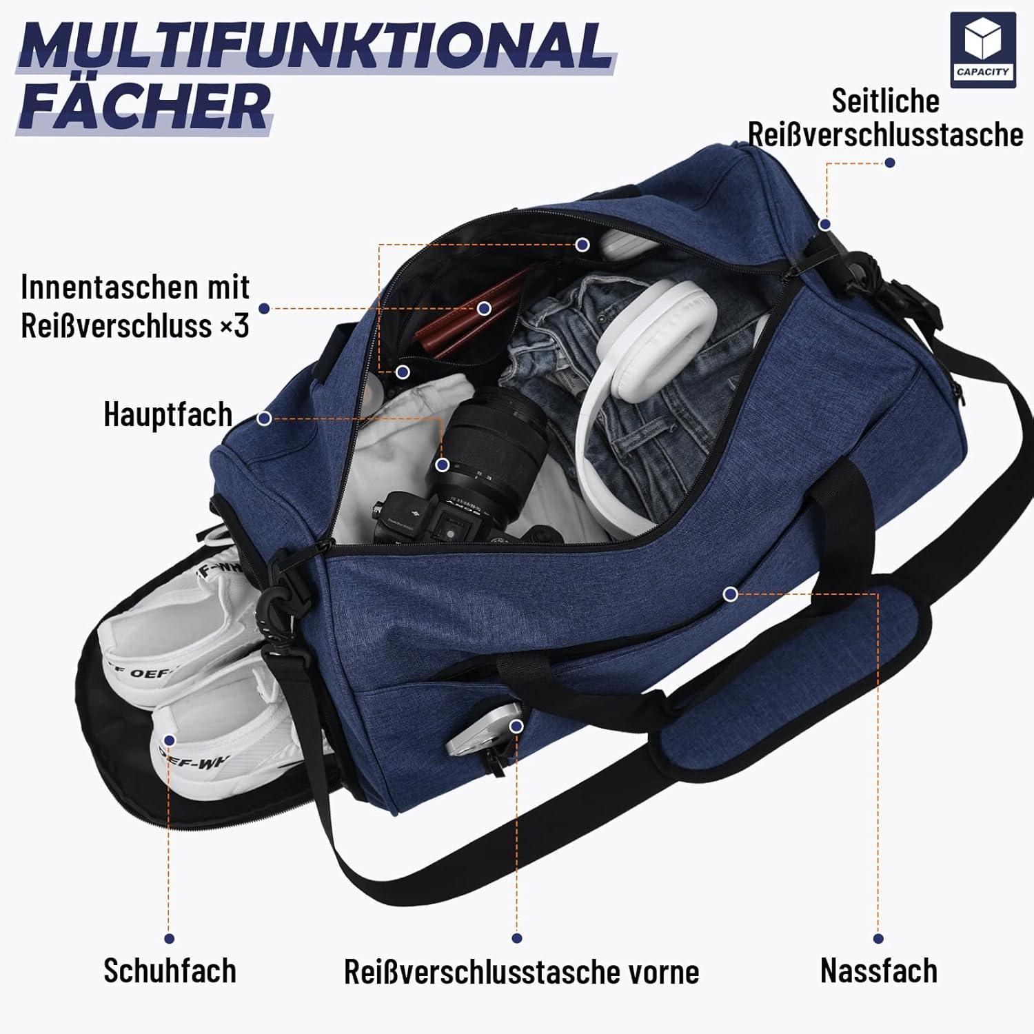 Sporttasche Duffel Bag 35L Navy Blau mit Schuhfach