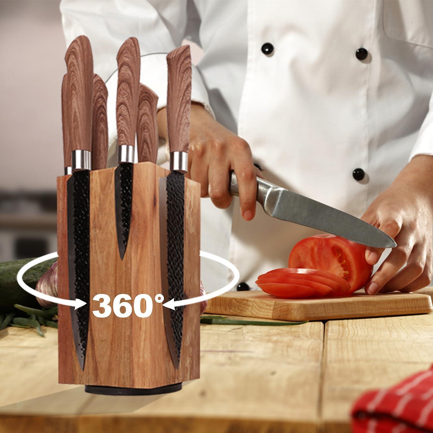 Magnetisches Messerregal aus Holz 360° drehbar Aufbewahrung Organizer