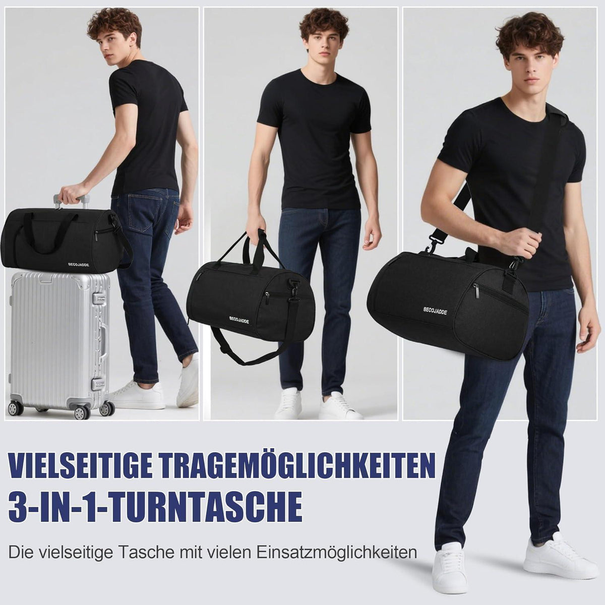 Sporttasche mit Schuhfach & Nassfach, 25L Schwarz