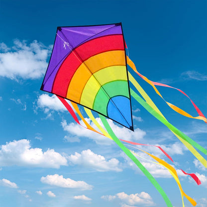 Einleiner Flugdrachen für Kinder 64x75cm Regenbogen Drachen mit 100m