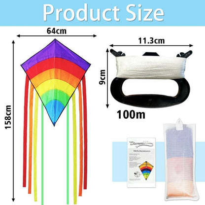 Einleiner Drachen Kinder Regenbogen Flugdrachen 64x75cm mit