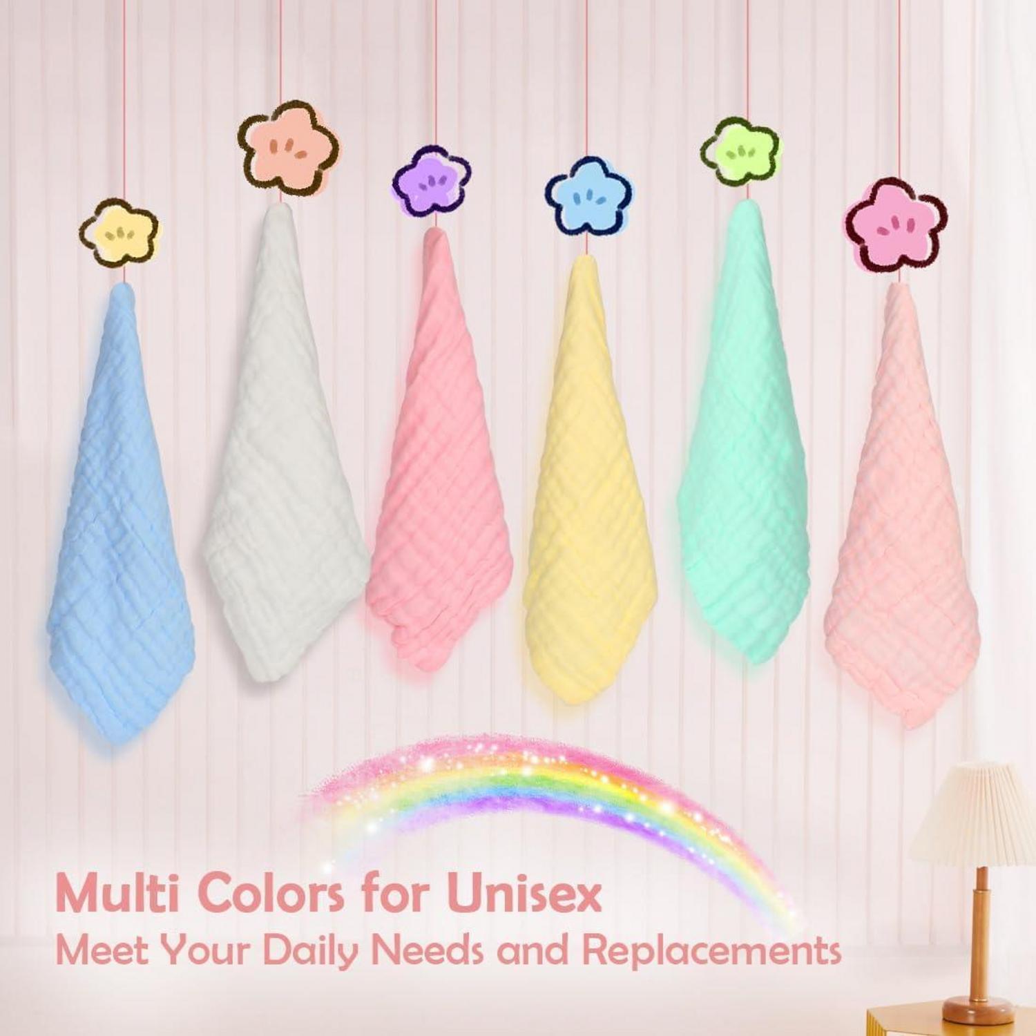 Orighty Muslin Baby Waschlappen 6er-Pack, 100% Baumwolle, Saugfähige Gesichtstücher 10 x