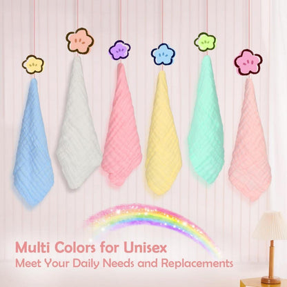 Orighty Muslin Baby Waschlappen 6er-Pack, 100% Baumwolle, Saugfähige Gesichtstücher 10 x