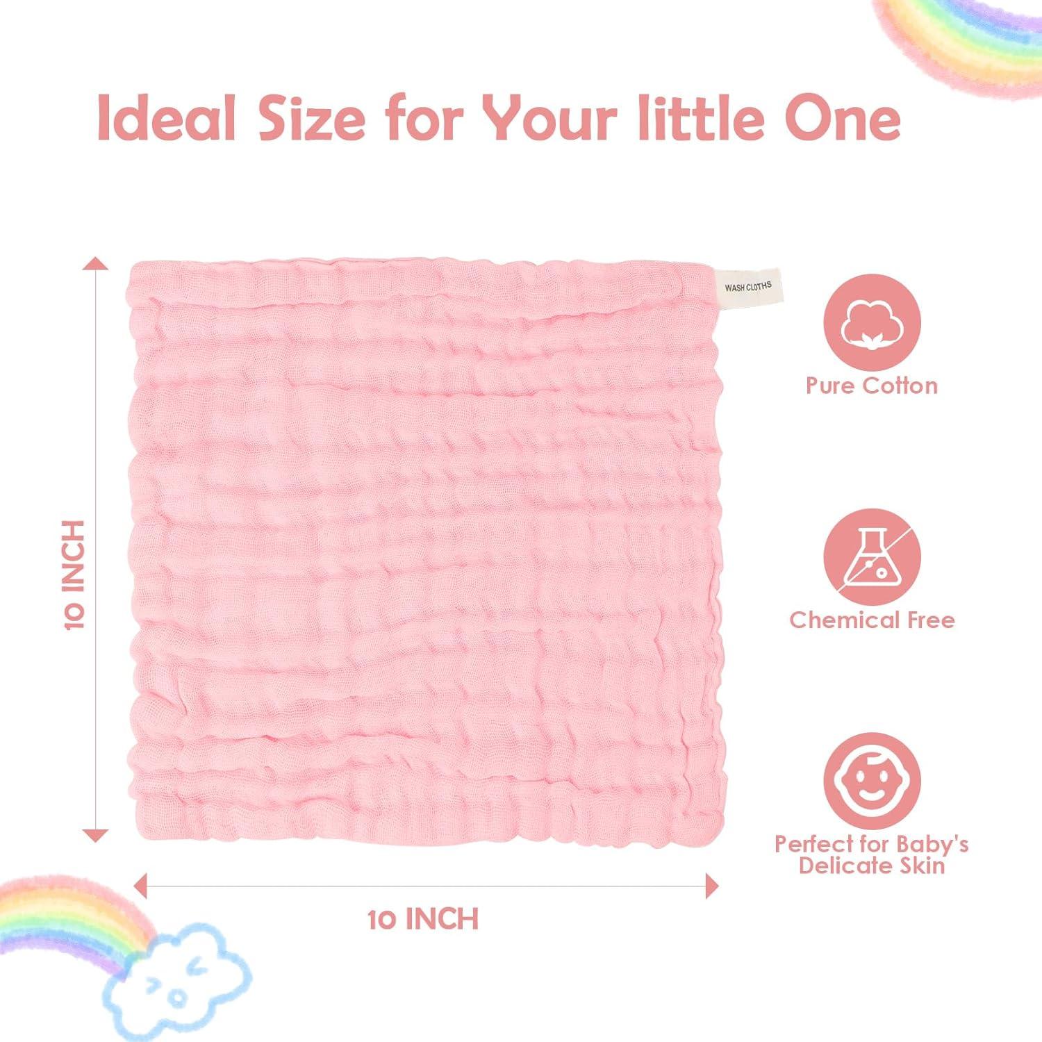 Weiche Muslin Baby Gesichtstücher 6er-Pack 100% Baumwolle Saugfähig