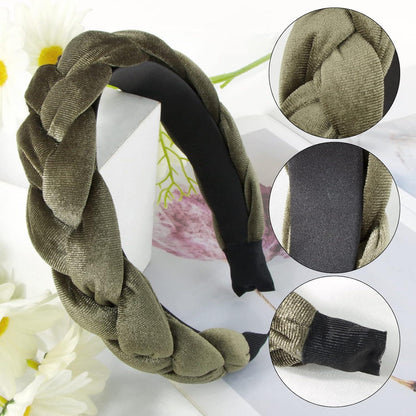 Samt Haarreif Geflochten Vintage Stirnband Trachten Haarschmuck Grün