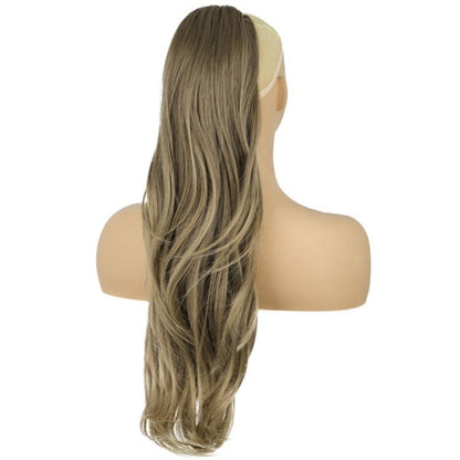 Langer, gewellter Pferdeschwanz mit Kordelzug – Aschblond 65cm