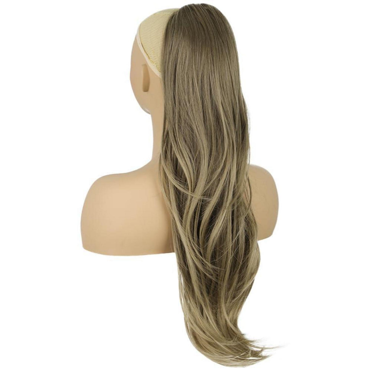 Langer, gewellter Pferdeschwanz mit Kordelzug – Aschblond 65cm