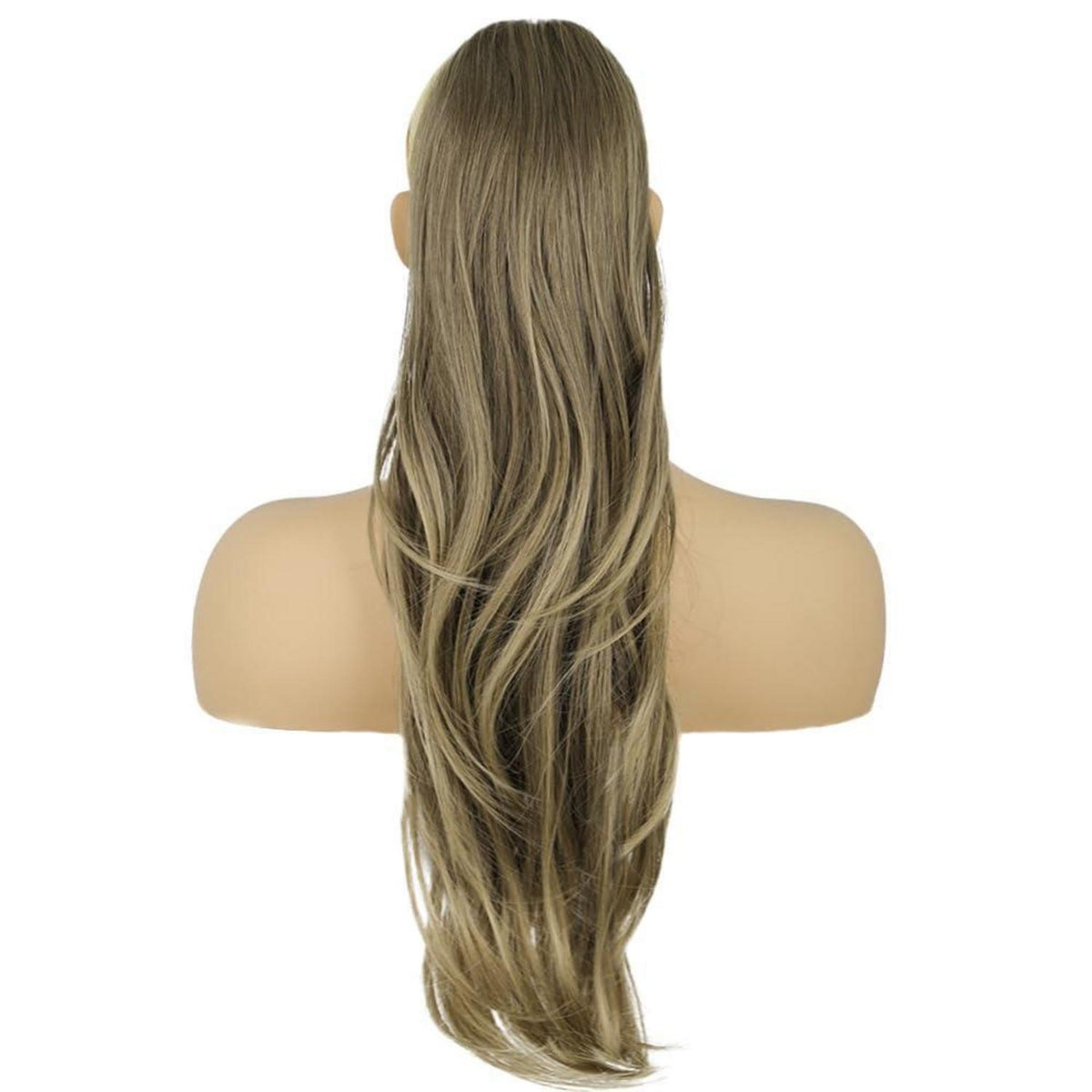 Langer, gewellter Pferdeschwanz mit Kordelzug – Aschblond 65cm