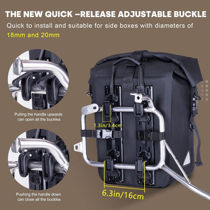 Wasserdichte Motorrad Gepäcktasche TPU Schnellverschluss 22-30L