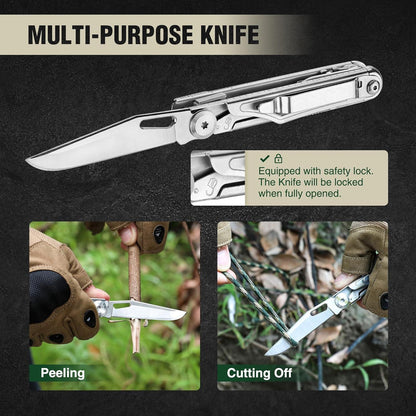 Mossy Oak 12-in-1 Multitool Edelstahl Klappmesser mit Tasche