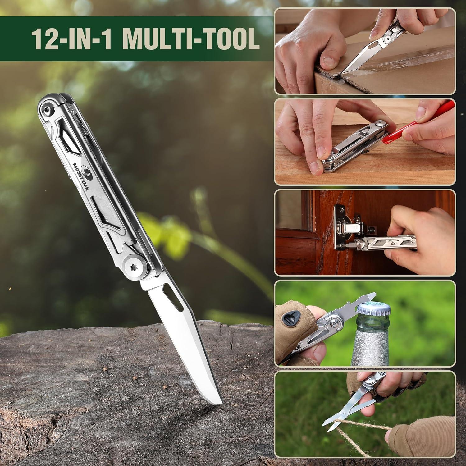 Mossy Oak 12in1 Taschenmesser Multifunktionswerkzeug Edelstahl Klappmesser