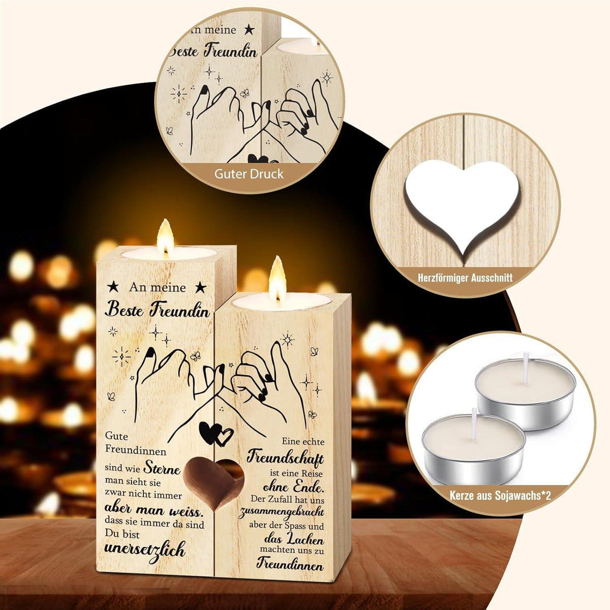 Personalisierter Kerzenständer für beste Freundin – Geschenkidee